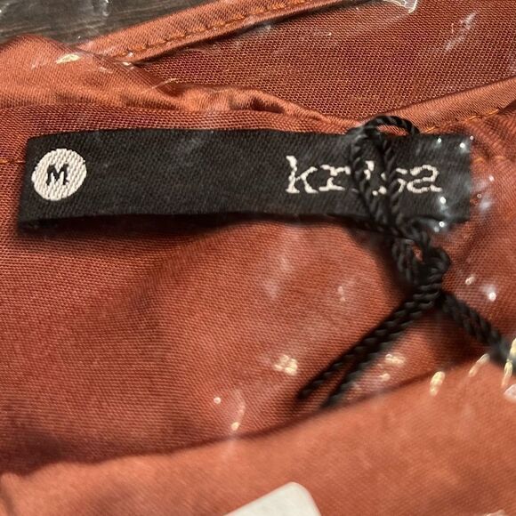 REVOLVE Krisa Asymmetrical Ruffle L/S Satin Style Blouse in Copper. Medium. NWT! - Picture 6 of 15